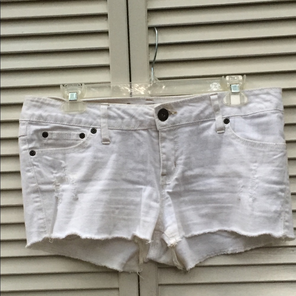 White Denim Wild Flower jean shorts